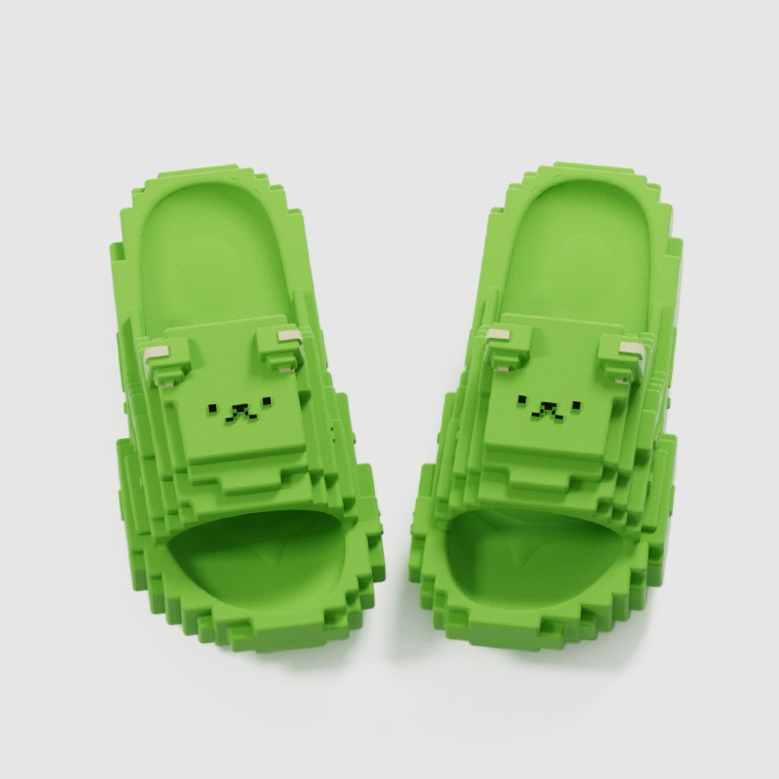 Papuci Casual pentru Adolescenti, Flippy, Model Unisex de Forma Pixel, Rezistenti Usori si Moi din Spuma EVA Antiderapanti, Marime 38-39, Verde deschis