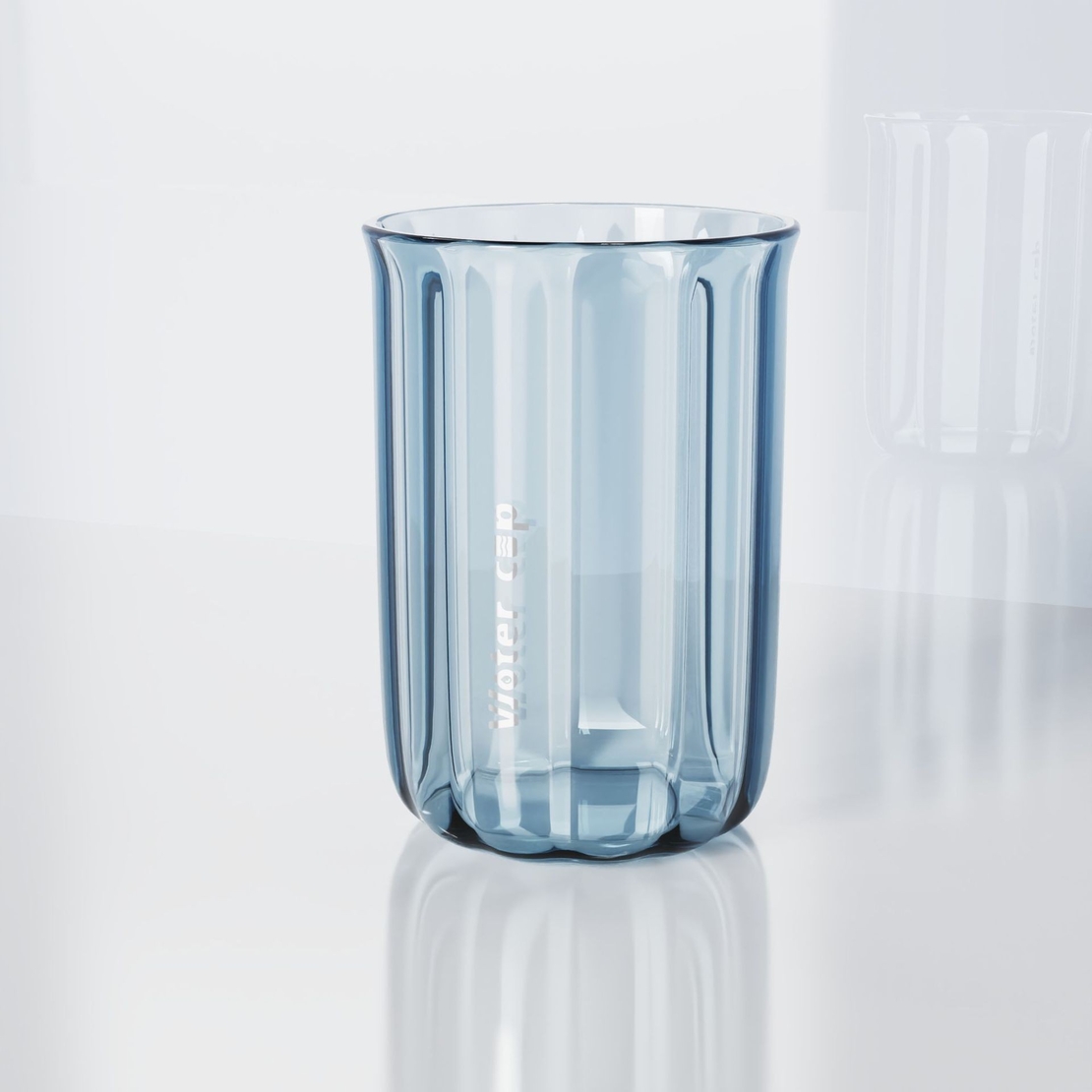 Cana de Apa pentru Clatit, Flippy, pentru Periuta de Dinti, 200 ml, 10.4 x 7.3 cm, Albastru Transparent