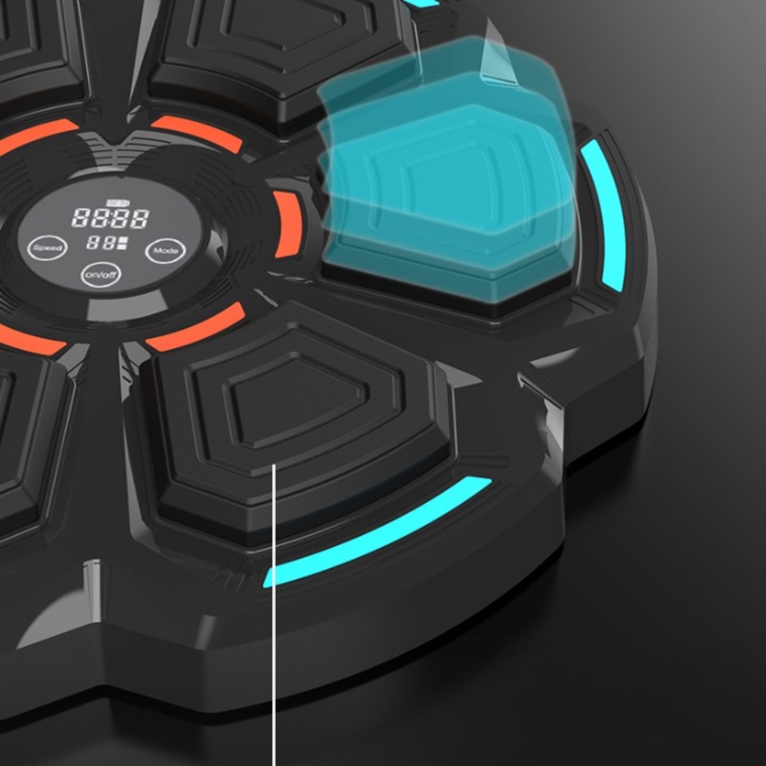 Tinta Lovituri Box Montabil pe Perete, Flippy, Negru, Difuzor, Bluetooth, Iluminare LED, 41.5 x 6.5 x 42 cm, Manusi Incluse