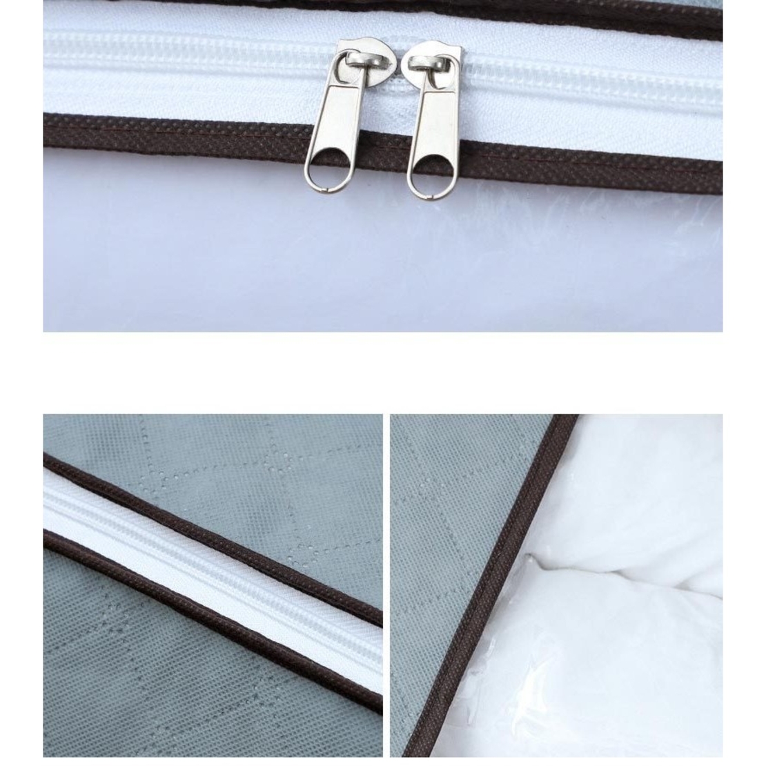 Husa de Depozitare, Flippy, Intrebuintare Multipla, Pliabila, cu Fermoar Bidirectional si Fereastra Deasupra Transparenta, Manere Laterale, Lavabila, 100x50x15 cm, Gri