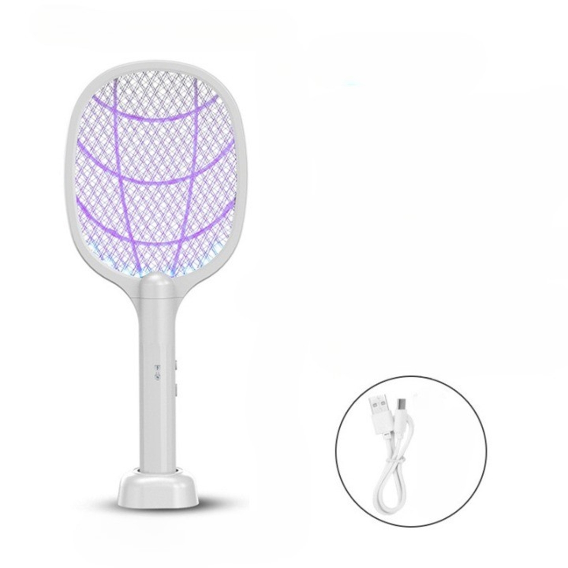 Lampa Electrica Impotriva Tantarilor, Flippy, 42.5 x 18 x 7.5 cm, Reincarcabila cu Cablu USB Inclus, Plasa din Aluminum, Alb