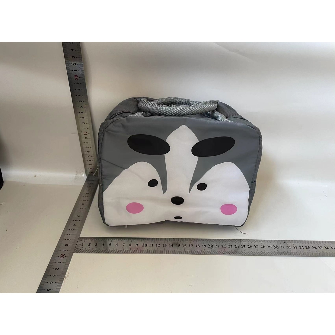 Geantă Frigorifică, Flippy, cu Desene Animat, Portabilă pentru Copii, de Prânz, din Pânză Oxford, 22x14x19 cm, Model Vulpe, Gri