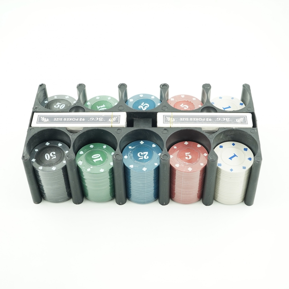 Set de Poker Complex cu 200 de jetoane Flippy, Include 2 seturi de carti, Texas Hold`em set, portabil, cutie depozitare