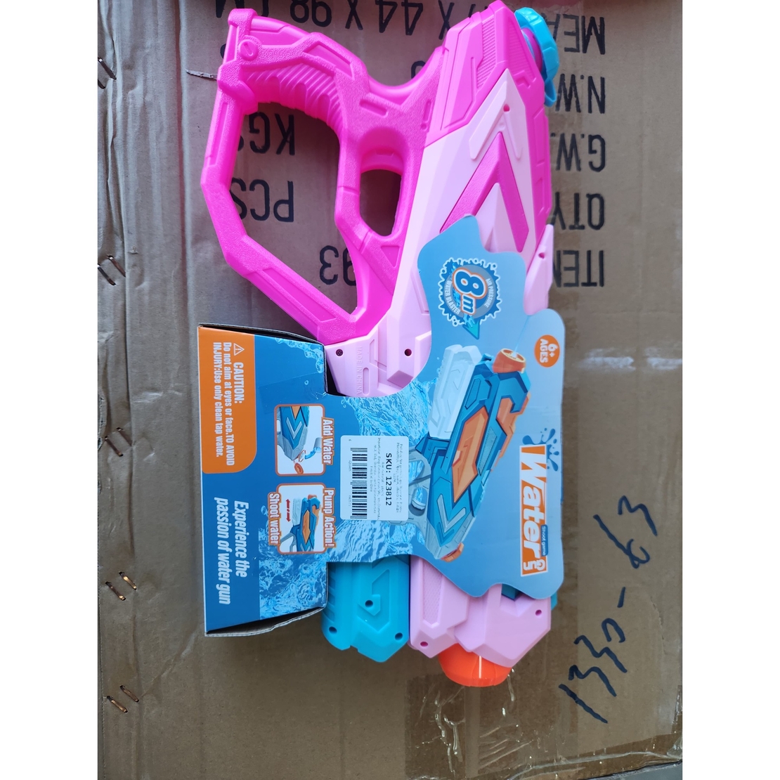 Pistol cu Apa pentru Copii, Flippy, Rezervor 900ml, Raza de Actiune 8m, 6ani+, 4 Duze, Roz