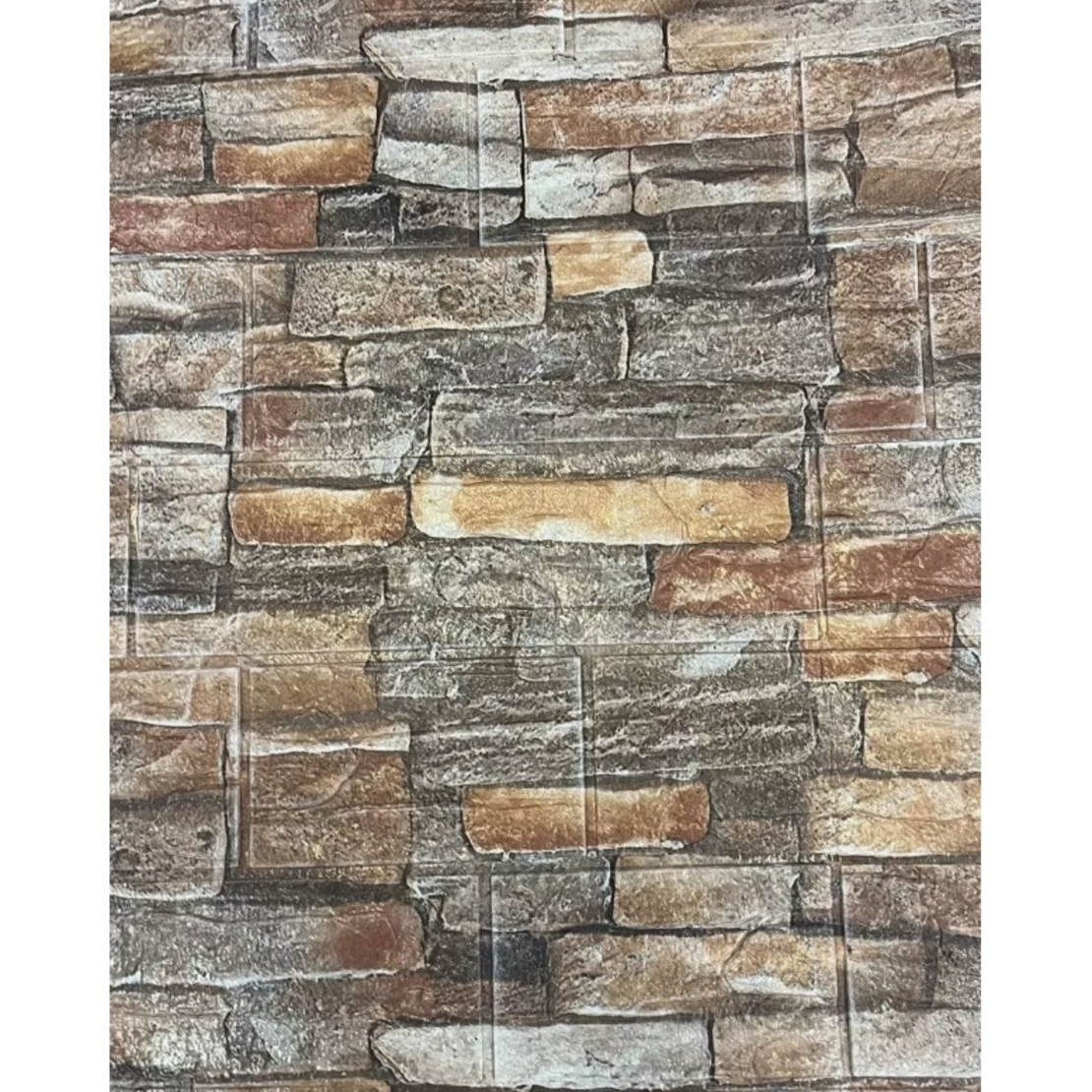 Set 10 Stickere de Perete, Flippy, Autoadezive, 70 x 77 cm, 3.5 mm Grosime, Suprafata Acoperita 5.3 mp, din PVC, Model Caramida, Multicolor