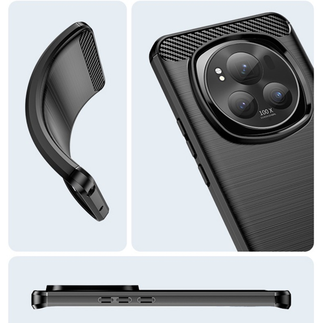 Husa de Protectie pentru Honor Magic 6 Pro, Flippy, Protectie 360, din TPU cu element de Carbon, Anti Alunecare, 1.8 mm, Negru