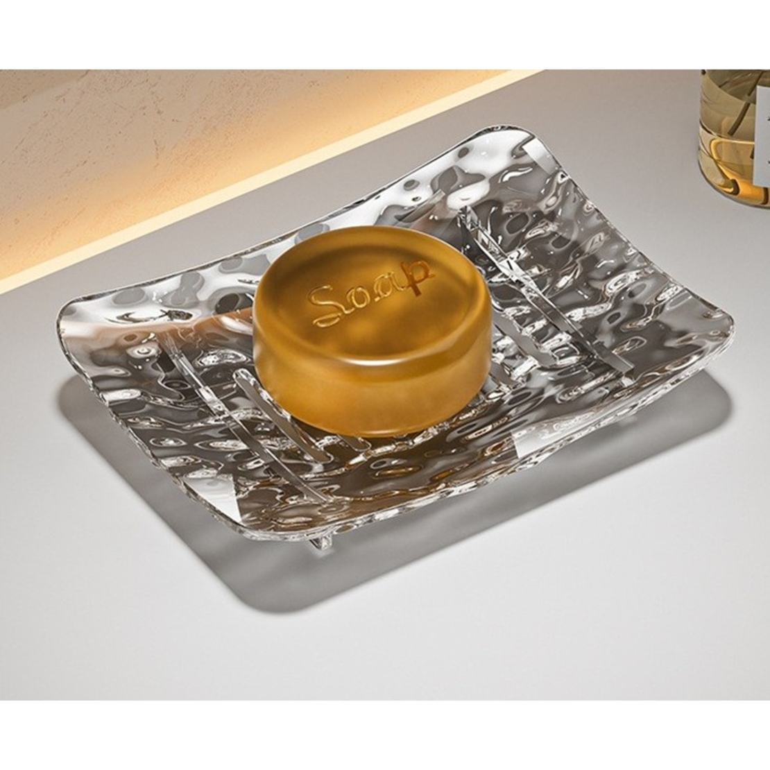 Savoniera din Plastic Flippy, 15 x 9 cm, cu Scurgere Apa, Design Modern, Gri