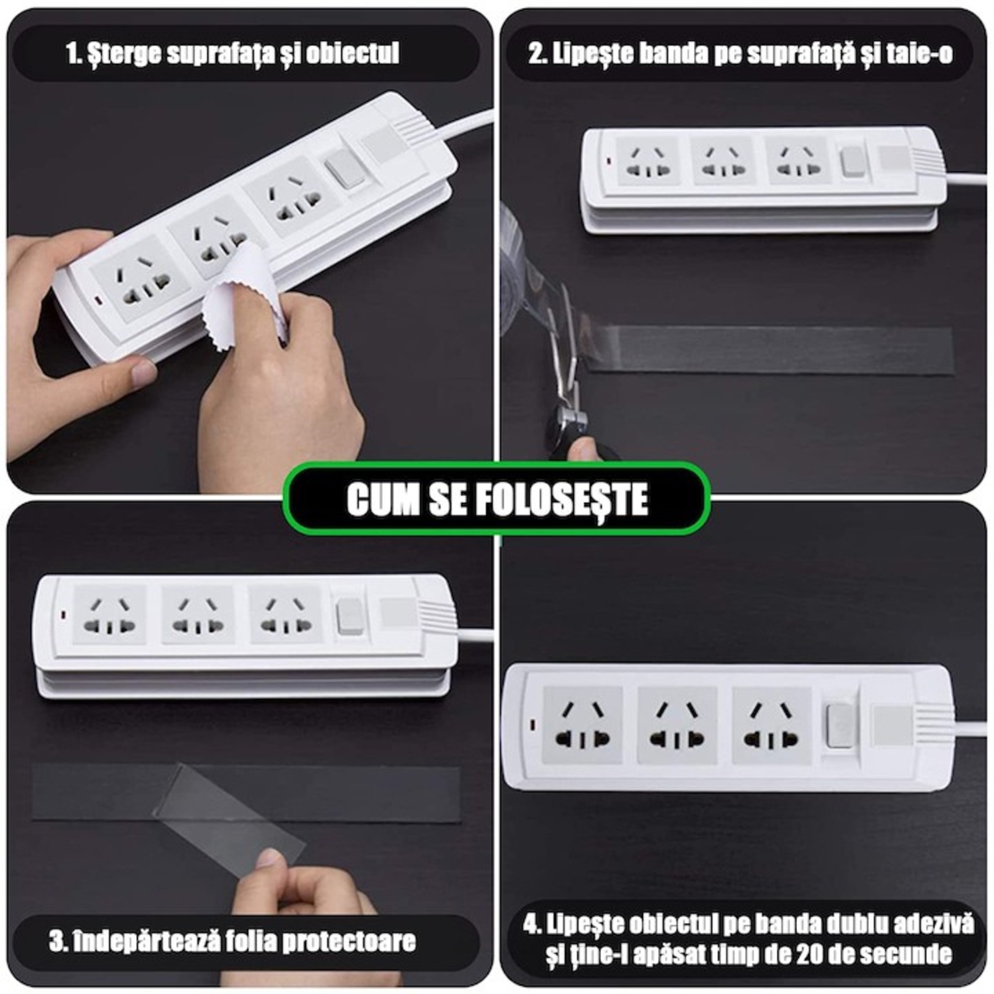 Banda Dublu Adeziva, Flippy, Transparenta, Rezistenta la Apa, Reutilizabila, Tehnologie Nano, 30mm x 1mm x 1m, Fara Urme