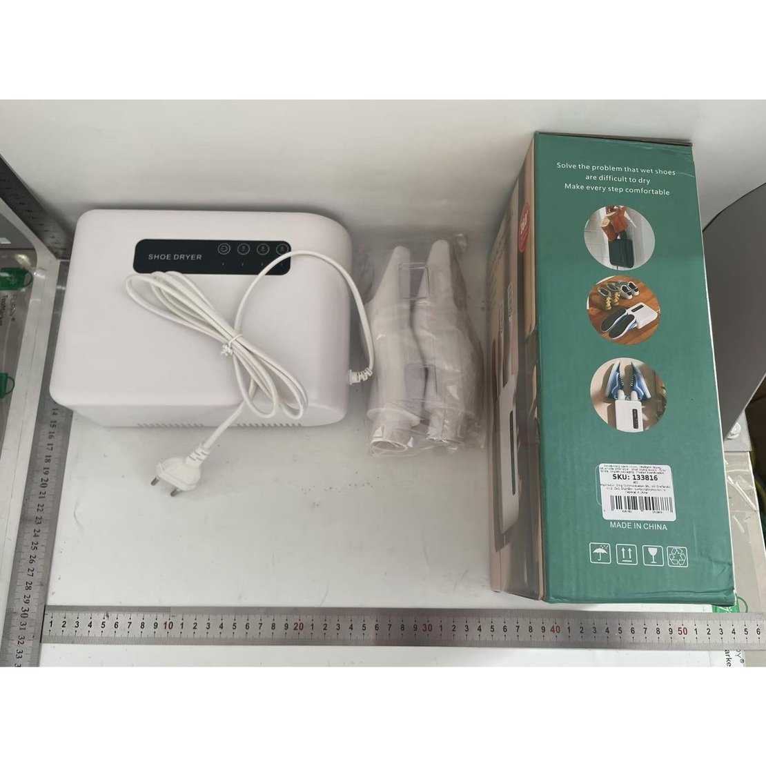 Uscator de Pantofi, Flippy, Functie de Uscare, Dezinfectie, Dezodorizare, Montaj pe Perete fara Perforare, din PVC, Silentios, Timer, Alb