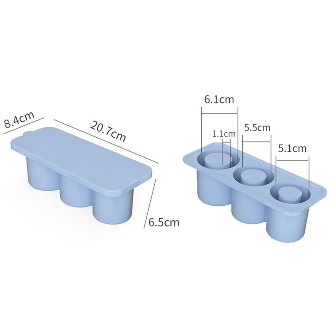 Forma pentru Gheata, Flippy, din Silicon, cuburi de gheata, forme rotunde, inghetare rapida, 20.7 x 8.4 x 6.5 cm Albastru