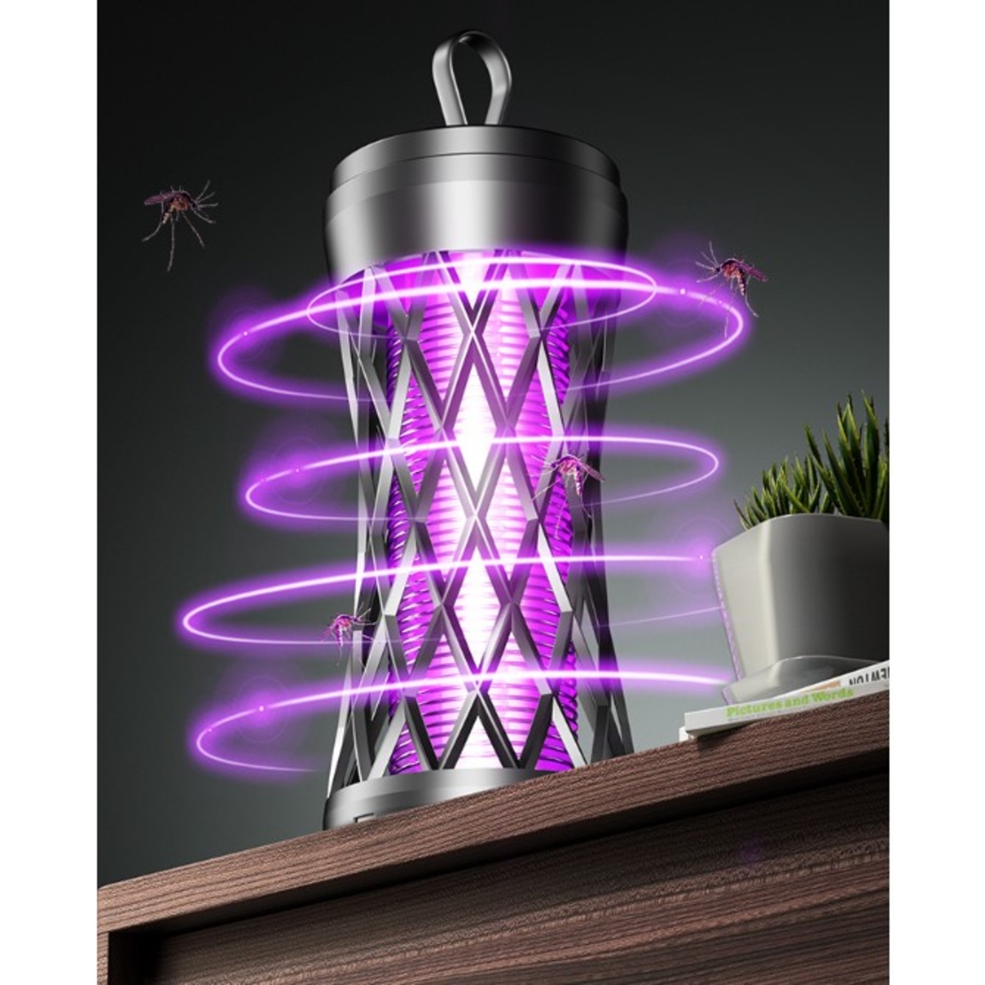 Lampa Anti-Insecte, Flippy, Lumina UV, Electrica, Incarcare USB, 5V, 1A, Silentioasa, 12 x 6 m, Gri