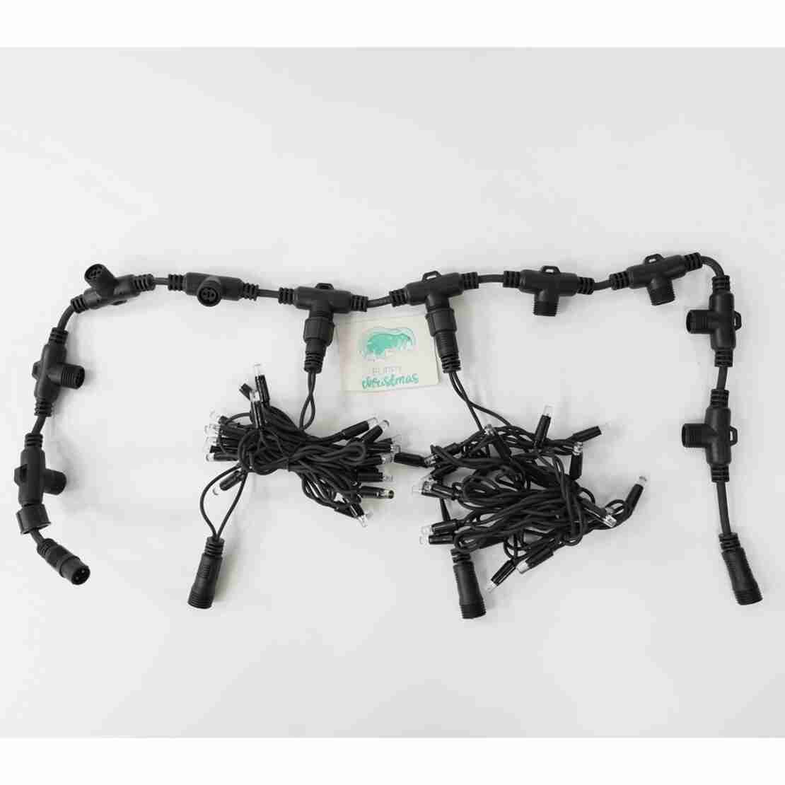 Instalatie Craciun Profesionala de Exterior IP65, Tip Perdea, 15m x 2m, 3000 Led-uri Mari, Alb rece, cu flash, Alimentator 1,5 m, Interconectabila, Fir negru, Flippy