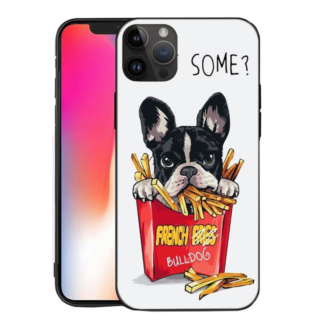 Husa de Protectie, Flippy, Husa de Protectie pentru iPhone 15 Pro Max, din TPU, Imprimeu Bulldog SOME, Alb