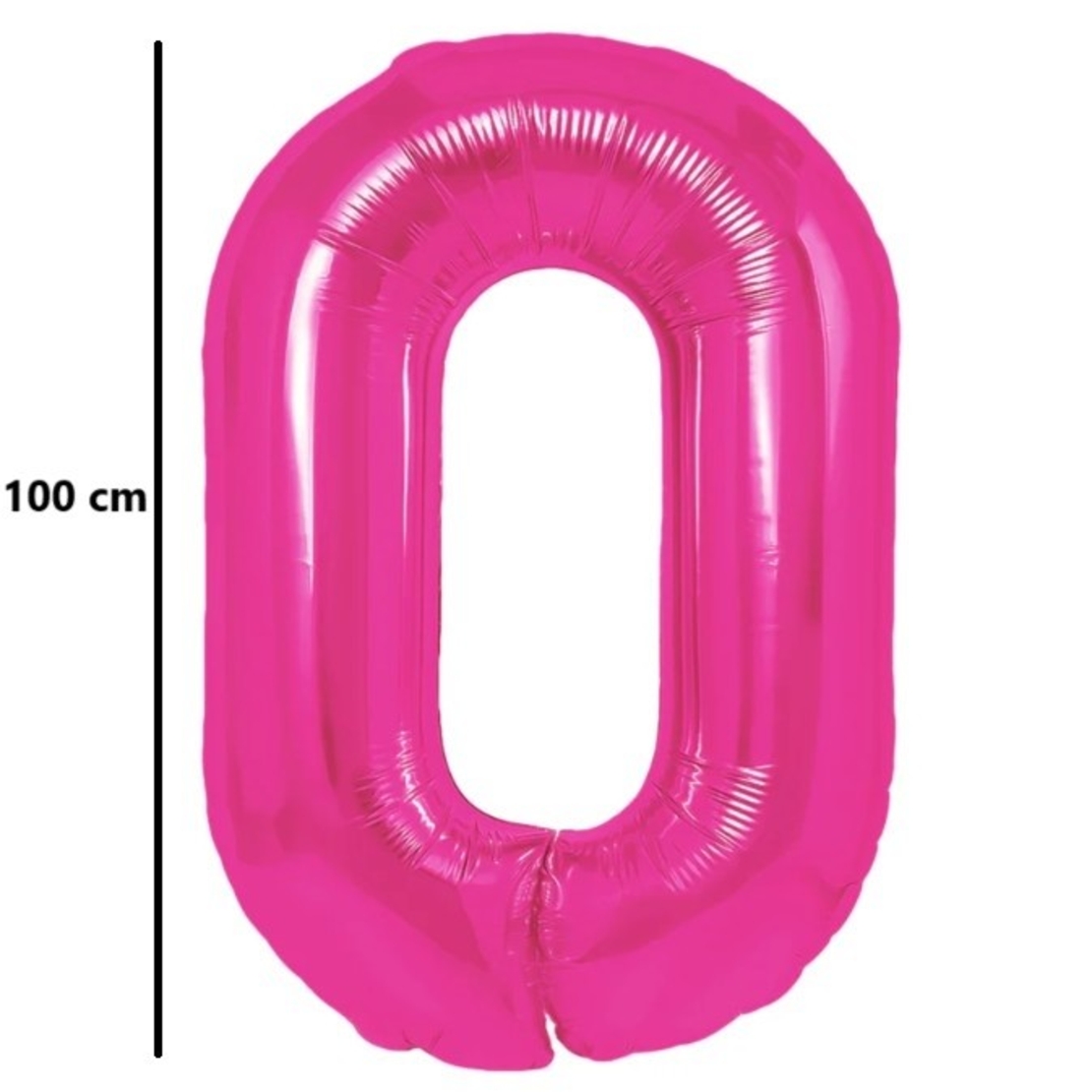 Balon din Folie Metalizata, Flippy, Figurina Cifra, Model 0, Tema Aniversare 100 cm, Ambalaj Individual, Pai Inclus, Umflare cu Aer sau Heliu, Roz