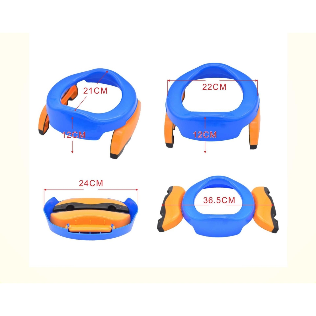 Olita Portabila 2 in 1, Flippy, Olita + Capac de Toaleta, din Plastic, Diametru 21 cm, Albastru