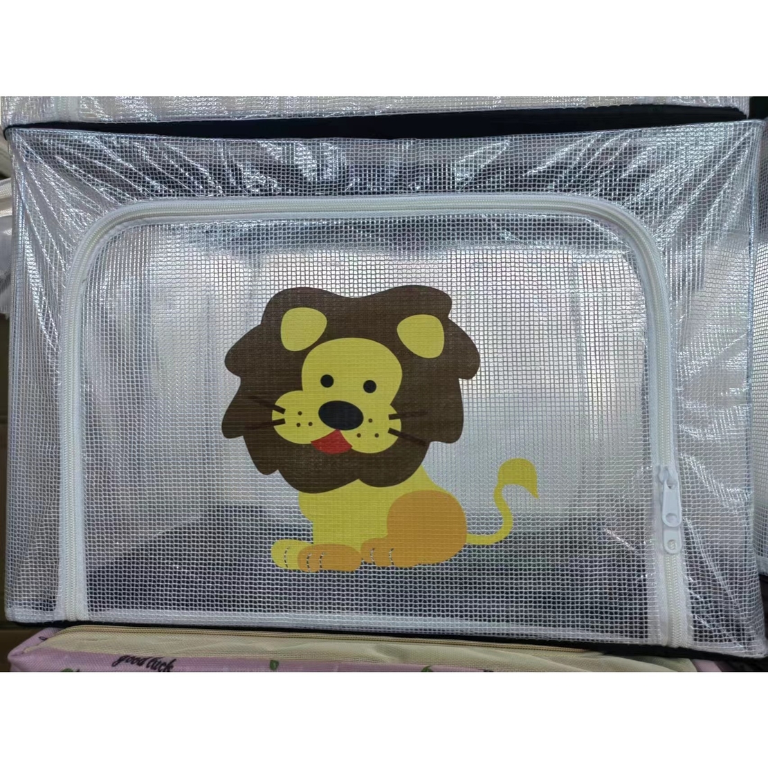 Cutie de Depozitare, Flippy, pentru Camera Copiilor, 66L, din PVC, Model Leu, 50 x 40 x 33 cm, Transparent