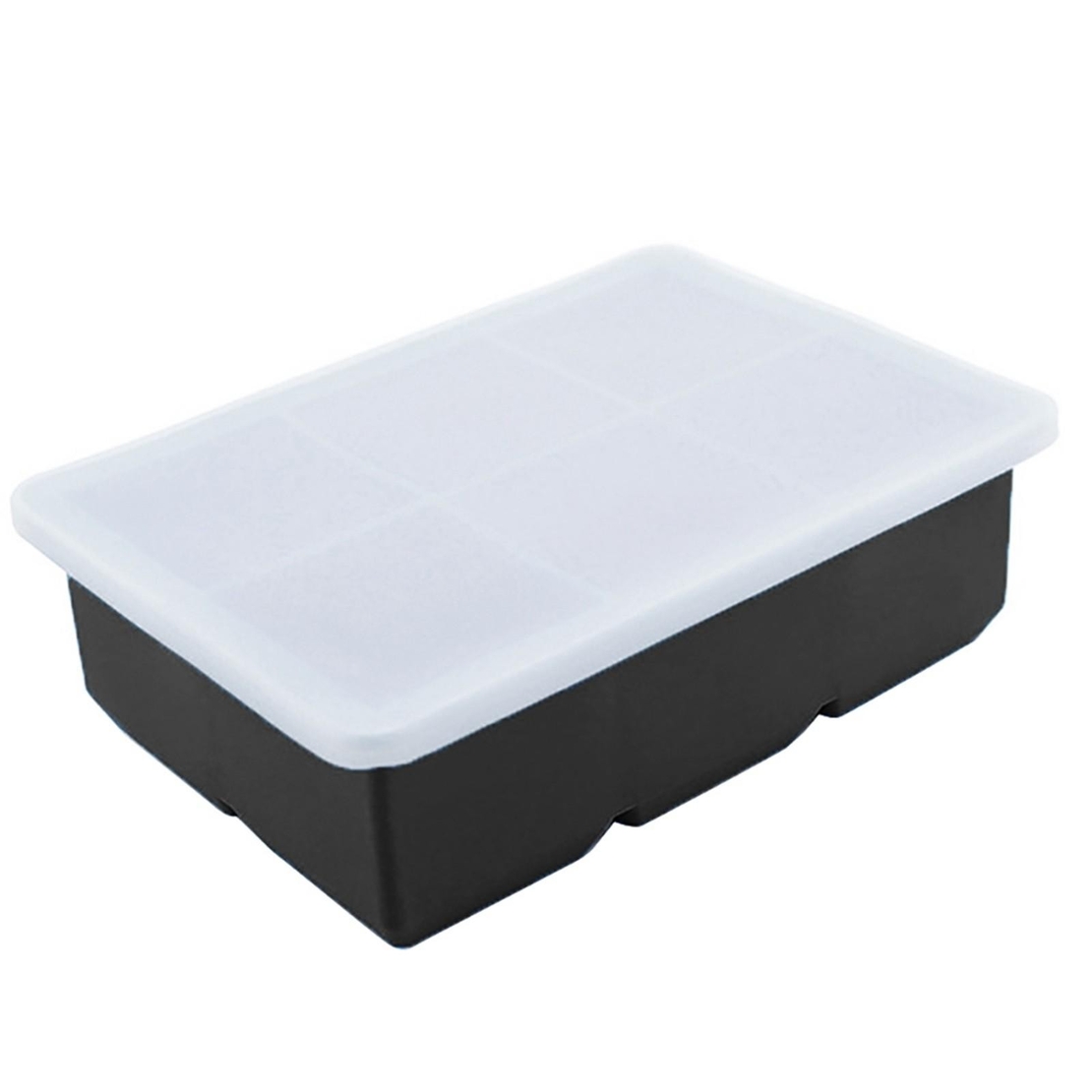 Forma pentru Gheata, Flippy, 6 Forme Patrate cu Capac, din Silicon, 17 x 12 x 6 cm, Negru