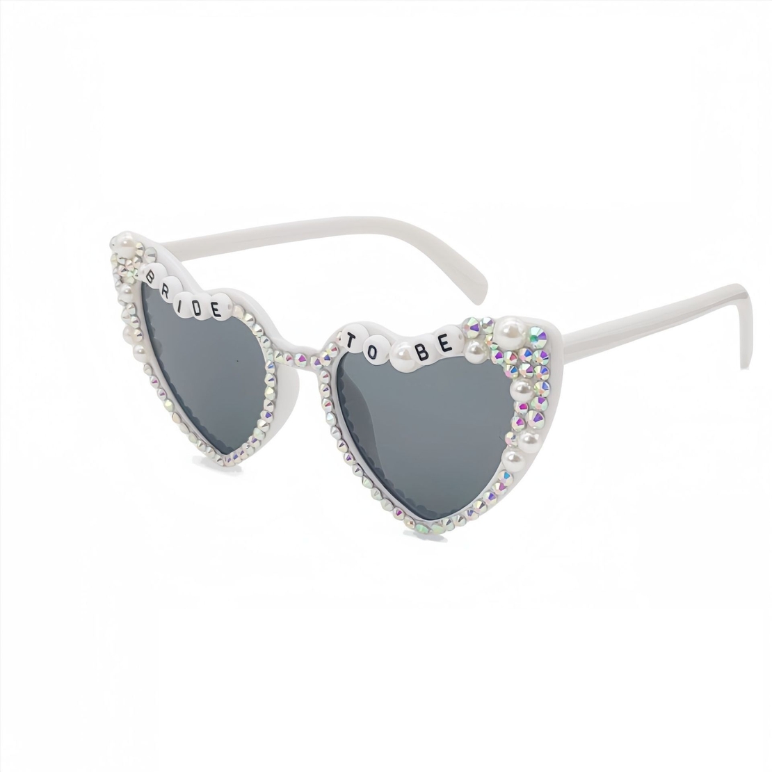 Ochelari Decorativi, Flippy, Model Bride to Be, cu Perle si Diamante, pentru Nunta, din PC, 15.3 x 5.7 x 14.5 cm, Alb
