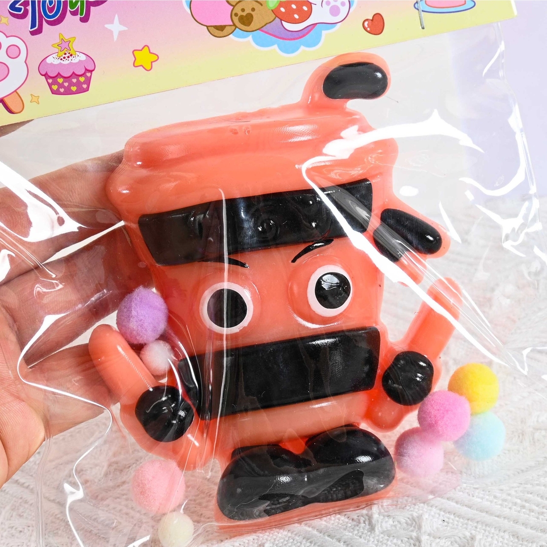Jucarie Antistres Squishy, Flippy, Model Cappuccino Assassino, cu Revenire Lenta, din TPR, 12 x 11 x 3 cm, Multicolor