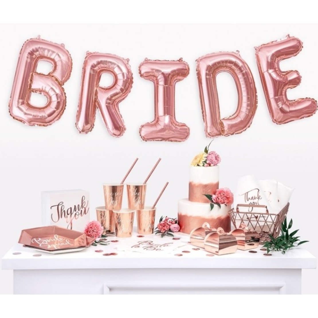 Set Baloane din Folie Metalizata, Flippy, Model Team Bride, Litere de 40 cm, Tema Iubire, Baloane Party, Ambalaj Individual, Pai Inclus, Umflare cu Aer sau Heliu, Roz