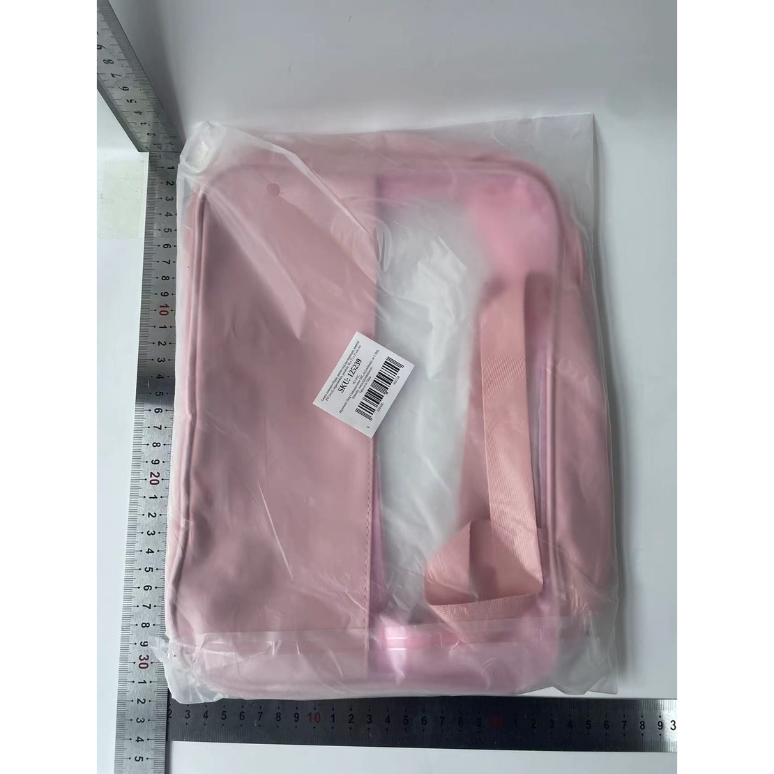 Geanta cosmetice Flippy, pentru voiaj sau organizare, material PVC/textil, impermeabila, portabila, 30 x 21 x 12 cm, roz