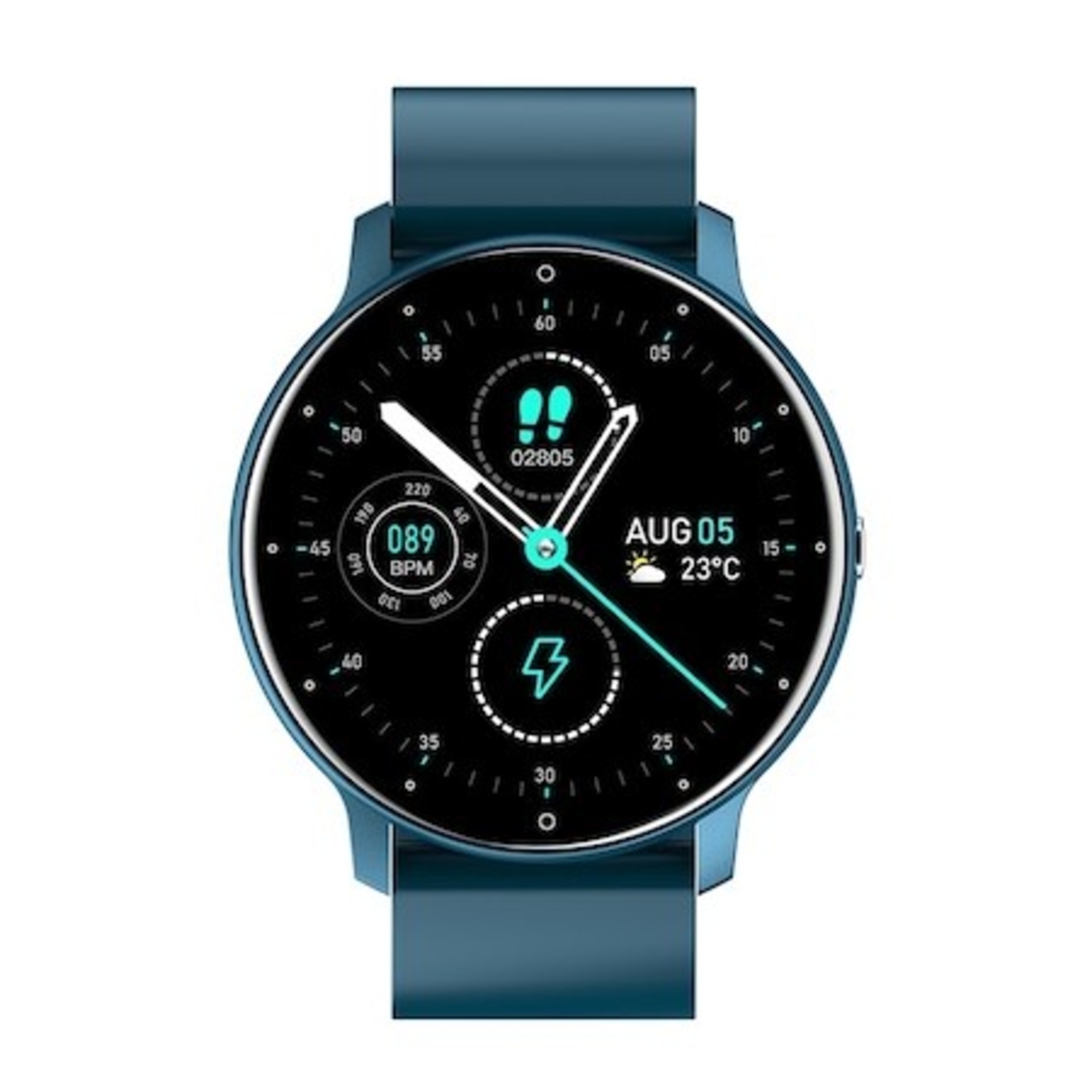 Ceas smartwatch si bratara fitness Flippy ZL02D, oxigen, ritm cardiac, pedometru, notificari, IP67, Compatibil cu Android/iOS, vibratii, multi sport, Albastru inchis