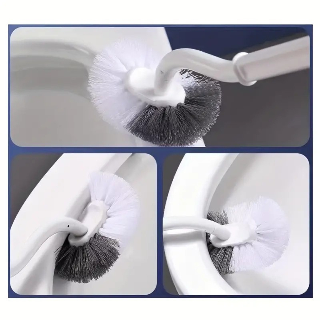 Perie de Toaleta, Flippy, Maner Curbat, cu Suport, 40 x 12 cm, Peri Flexibili, Alb