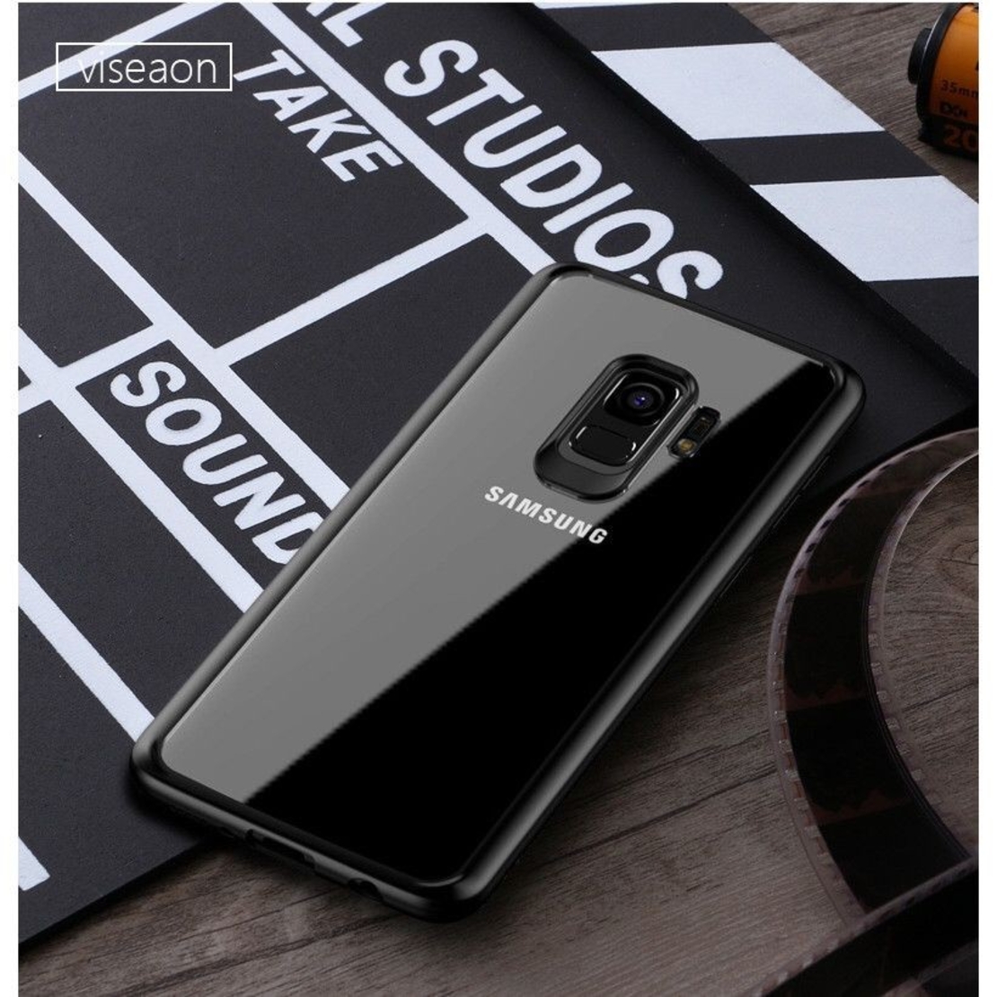 Husa Samsung Galaxy S9 Tpu Transparent cu margini colorate negru