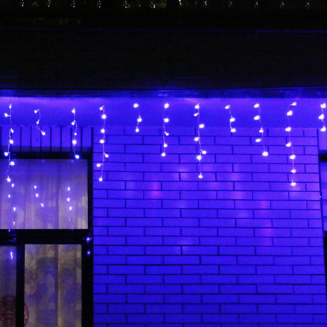 Instalatie de Craciun Flippy® Tip Franjuri, 12 m, 300 LED-uri, Interconectabila, Albastru