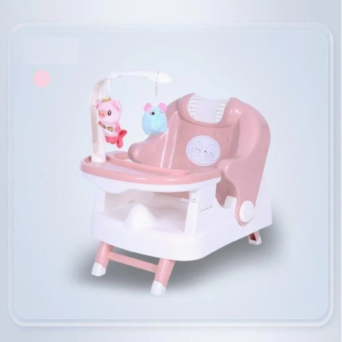 Scaun pentru Copii 2 in 1, Flippy, pentru Servit Masa si pentru Baie, Multifunctional, Pliabil, Portabil, din Plastic, Spatar Reglabil, 58 x 39 cm, Roz