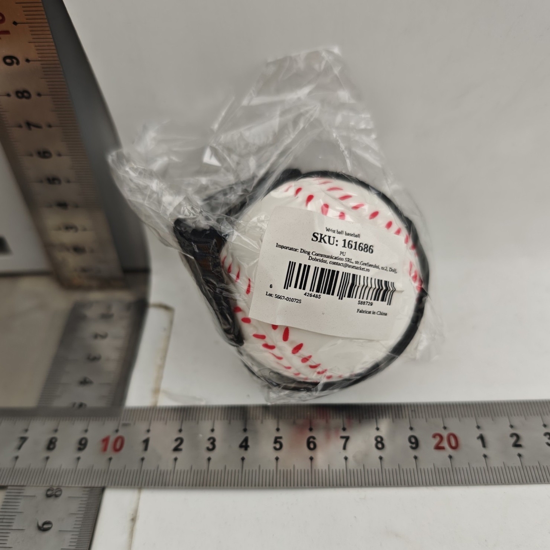 Minge Saltareata Hiperelastica, Flippy, Model Minge de Baseball cu Fixare de Mana, Space Moon Ball foarte Elastica, Antistress pentru Copii, Diametru 66 mm, Alb