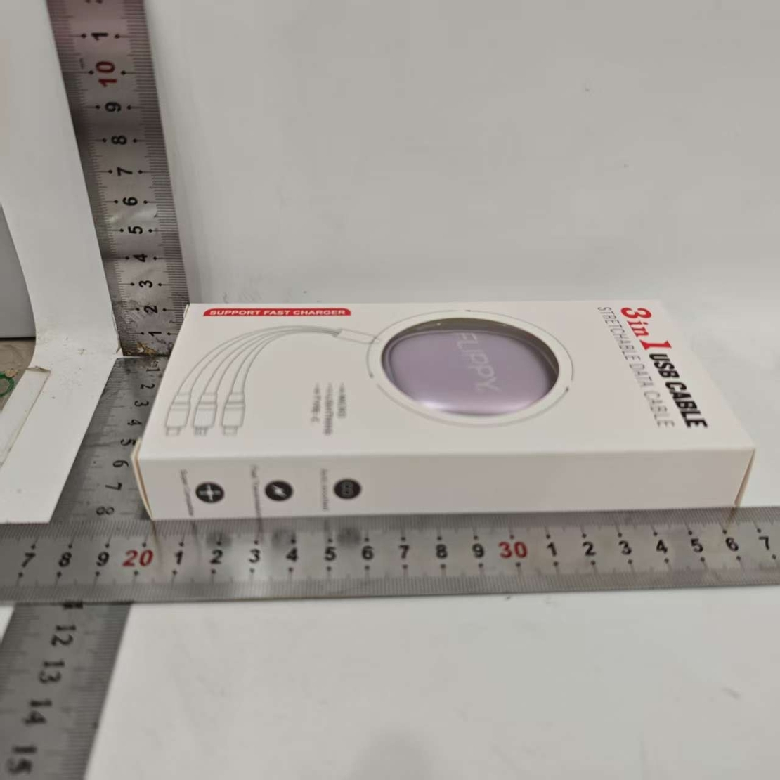 Cablu Retractabil Universal pentru Telefon, Flippy, Universal 3in1 pentru Orice Tip de Telefon, Micro-USB, Lightning, TYPE-C, 1.2M, Mov