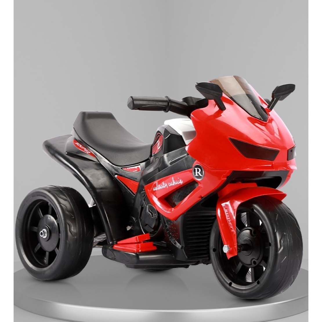 Motocicletă Electrică cu 3 Roti, Flippy, Acumulator Încarcare, Anti-Rasturnare, Lumini, Sunete, Off-Road, Baterie 6V 4.5Ah, 66x34x43cm, Rosu