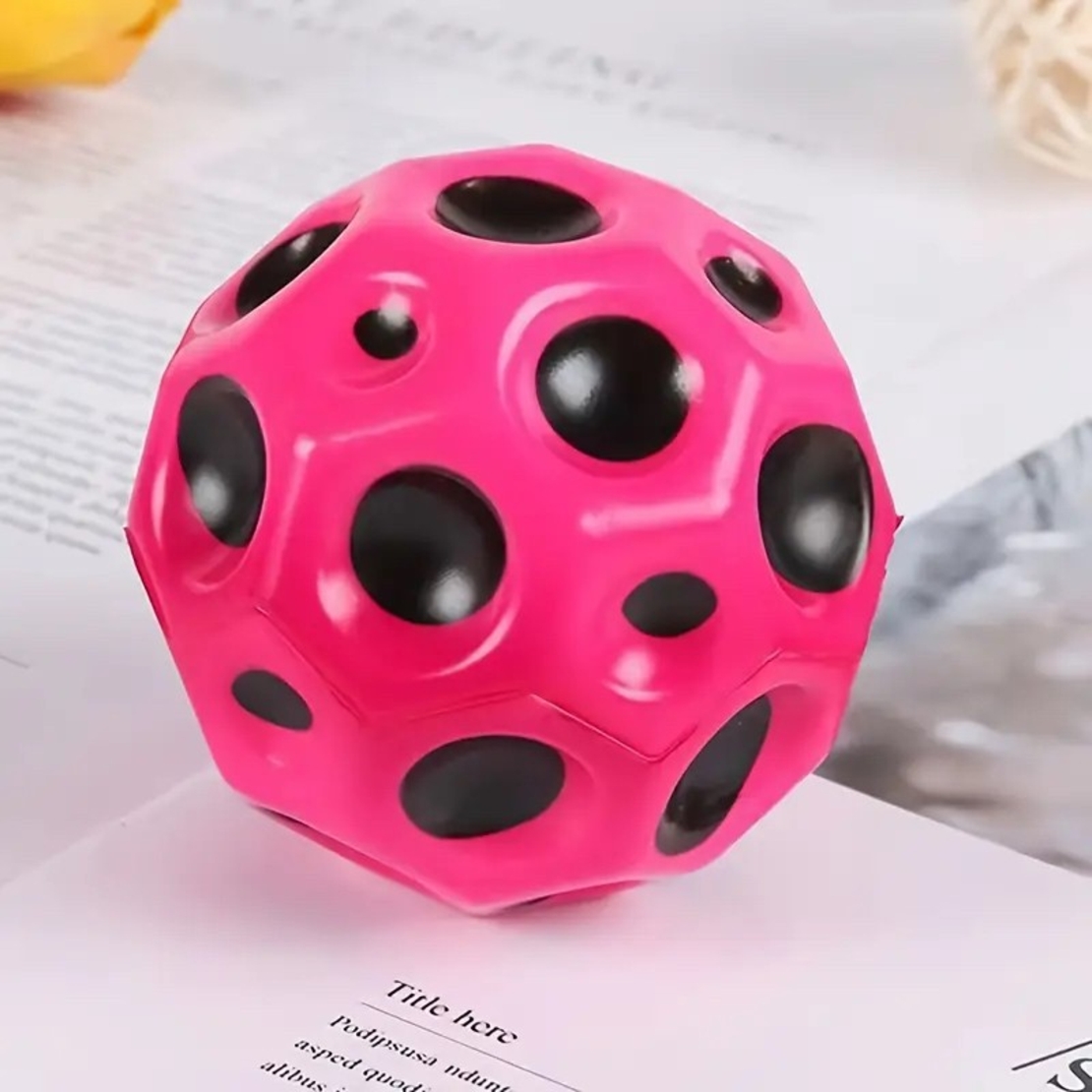 Minge Saltareata Hiperelastica, Flippy, Space Moon Ball foarte Elastica, Antistress pentru Copii, Diametru 66 mm, Roz