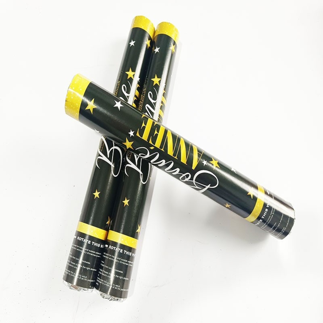 Tub de Confetti, Flippy, Bonne Annee, 30x5 cm, Confetii Stelute din Aluminiu, Auriu/Argintiu