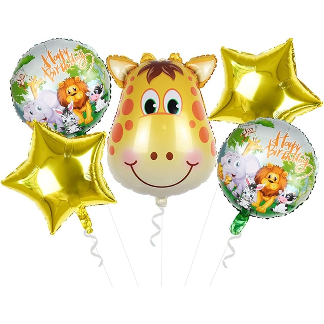Balon din Folie Metalizata, Flippy, Mini Figurina Rotunda, Model Animalute, Happy Birthday, Tematica Aniversare, 45 cm, Ambalaj Individual, Pai Inclus, Umflare cu Aer sau Heliu, Multicolor