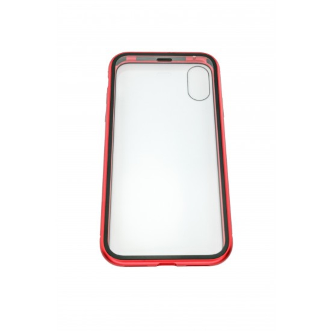 Husa de protectie Magnetic 360, Folie sticla inclusa, pentru Apple iPhone X, Rosu