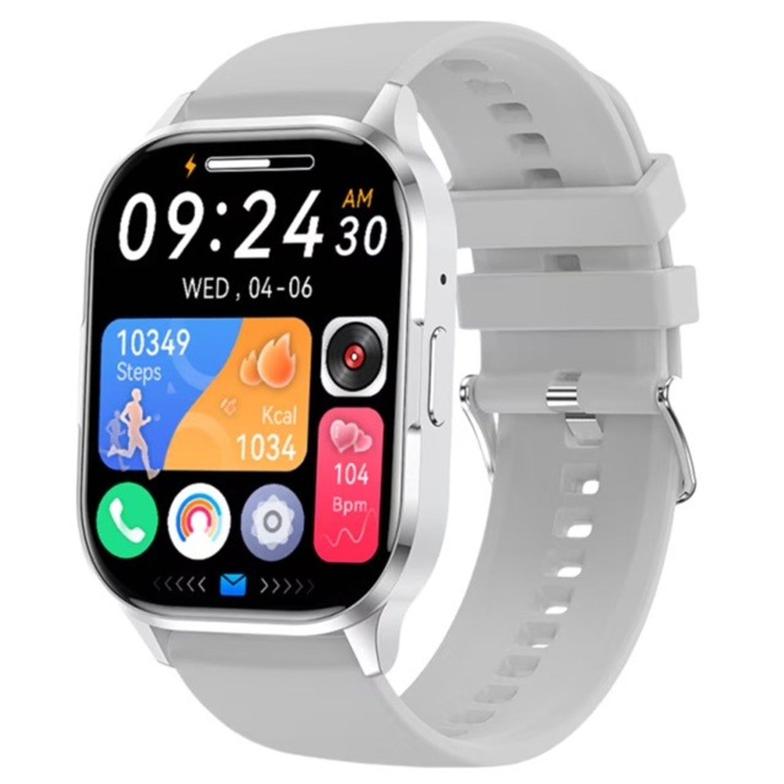 Ceas Smartwatch, Flippy, Editia H15, Apeluri Bluetooth, Afisaj 1.81 inch, Rezolutie 240 x 284, Puls, Siri, Baterie 180 mAh, Argintiu