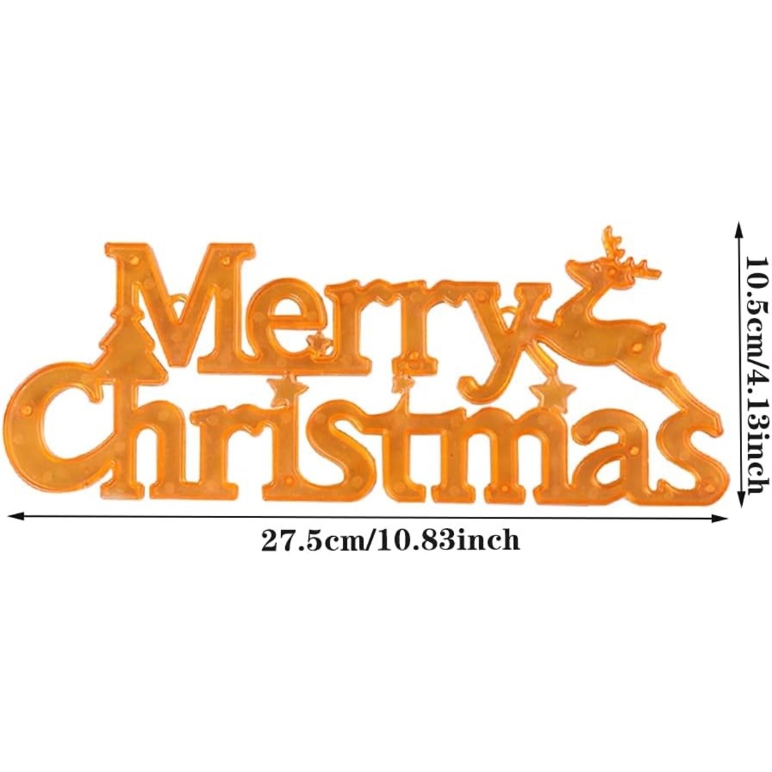 Instalatie LED de Craciun, Flippy, Litere 3D, Merry Christmas, Lumina Calda, 27.5 x 10.5 x 1.4 cm, Galben