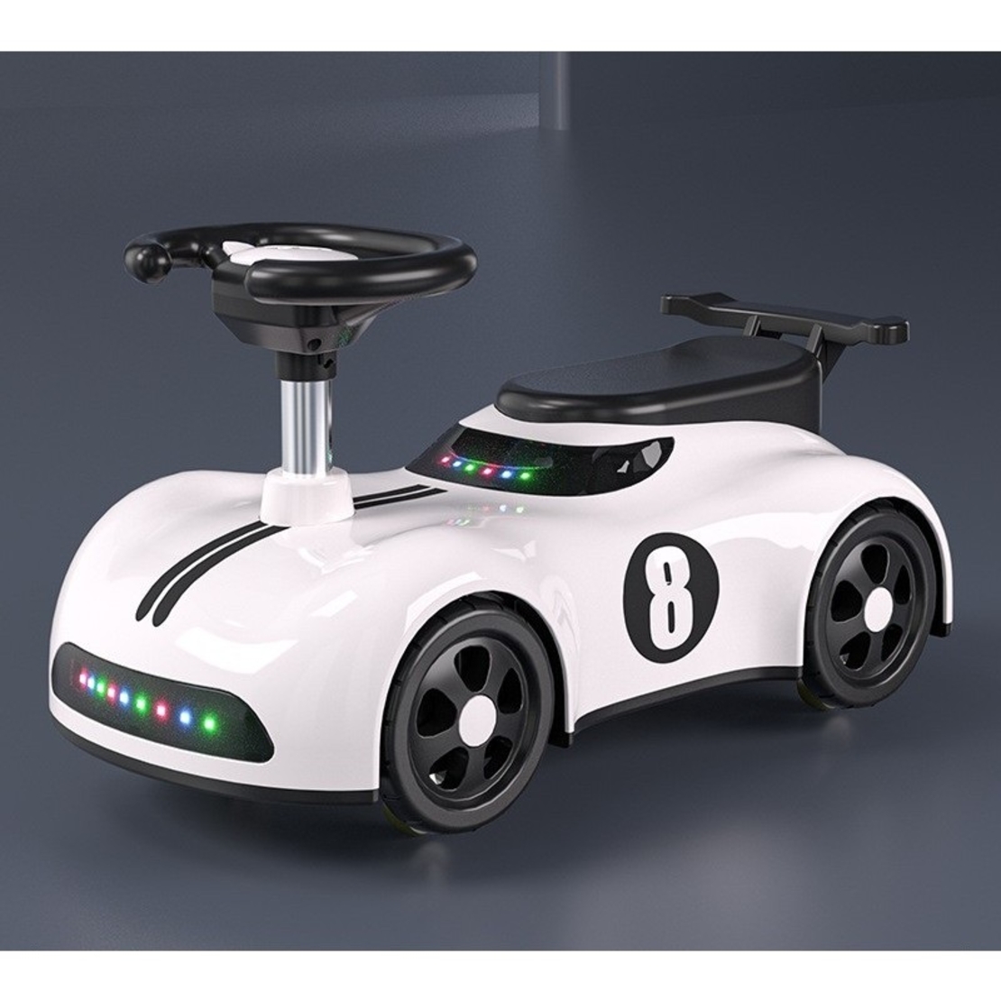 Masina pentru Copii, Flippy, 1-3 ani, Impingere, Bluetooth, Muzica, din ABS, 4 Roti, Inaltime Sezut 22 cm, Alb