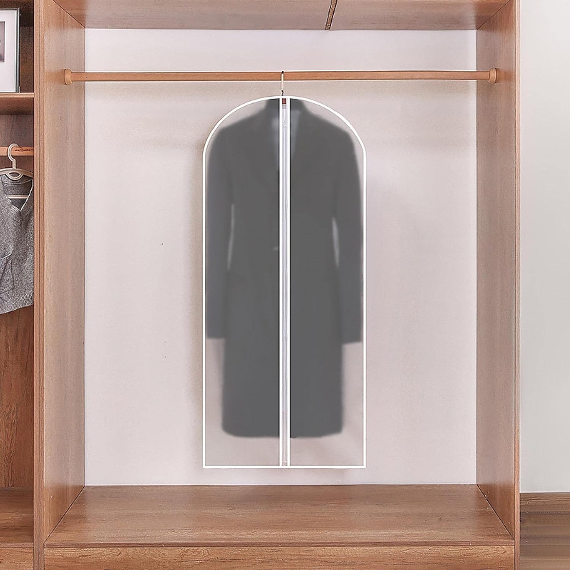 Set 5 Husa de Depozitare cu Fermoar, Flippy, pentru Haine, de Protectie, pentru Voiaj, Netesut, Rezistent la Praf, 60x140 cm, Transparent-Alb