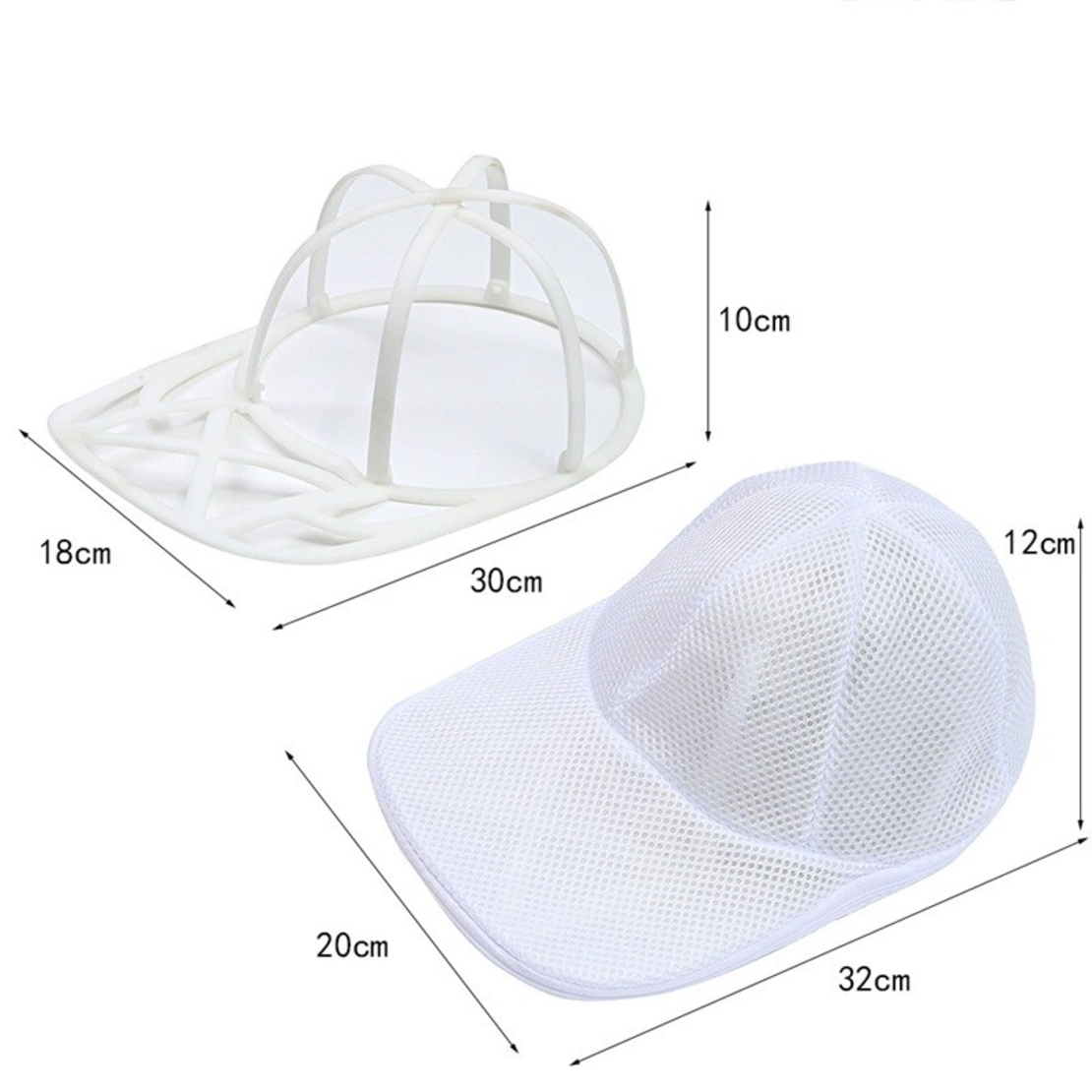 Husa de Spalare Sapca, Flippy, pentru Masina de Spalat, din Poliester, Circumferinta 53 cm, cu Fermoar, cu Suport Sapca, Alb/Albastru