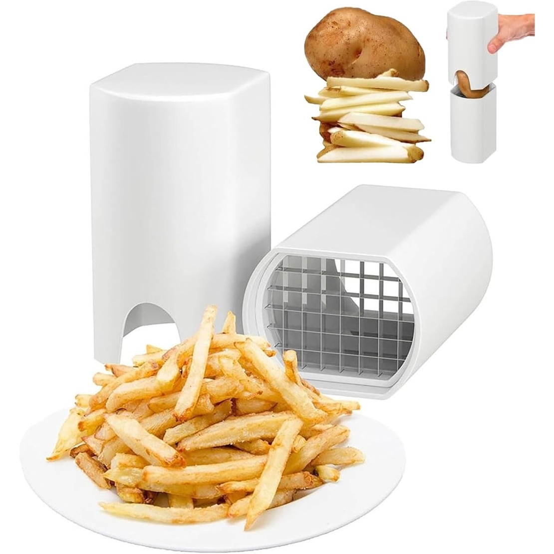 Feliator de Fructe si Legume, Flippy, din Plastic si Otel, Mecanic, Taiere 1.2 cm Grosime, 14 x 9.5 x 8 cm, Alb