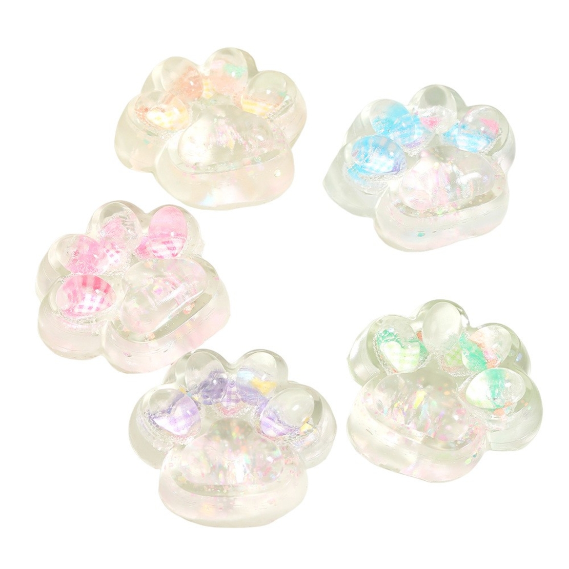 Jucarie Antistres Squishy, Flippy, Labuta de Pisica Pufoasa, cu Revenire Lenta, 7 x 6.5 cm, Model Inima, Multicolor