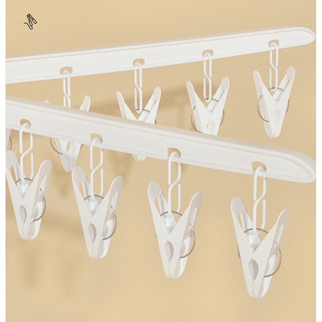 Uscator de Rufe Vertical, Flippy, 2 Niveluri, Pliabil, din ABS+PP+Otel Inoxidabil, Rotire 360 Grade, 130 x 75 cm, Alb