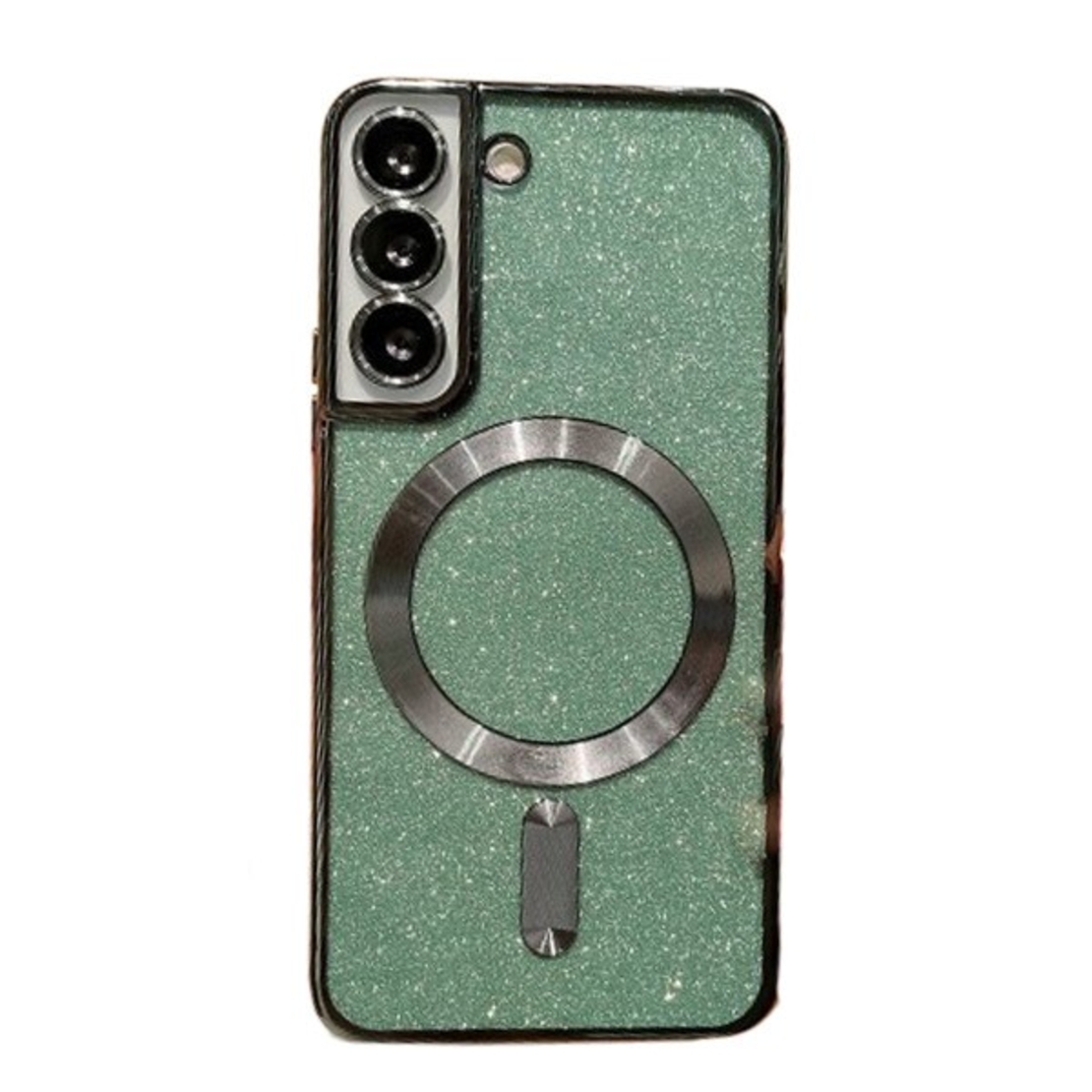 Husa de Protectie 2 in 1, Flippy, Husa pentru Samsung Galaxy S23+, Glitter Chrome Magsafe, din TPU, Magnetica, cu Protectie Lentila, Verde