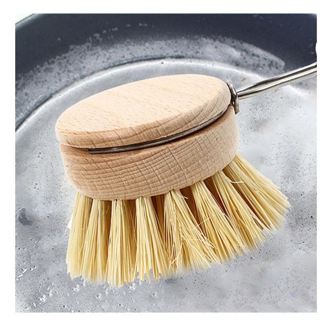 Perie de Curatat Vase si Alimente, Flippy, din Lemn de Fag cu Coada, 24 x 5.8 cm, Perie din Sisal, Crem