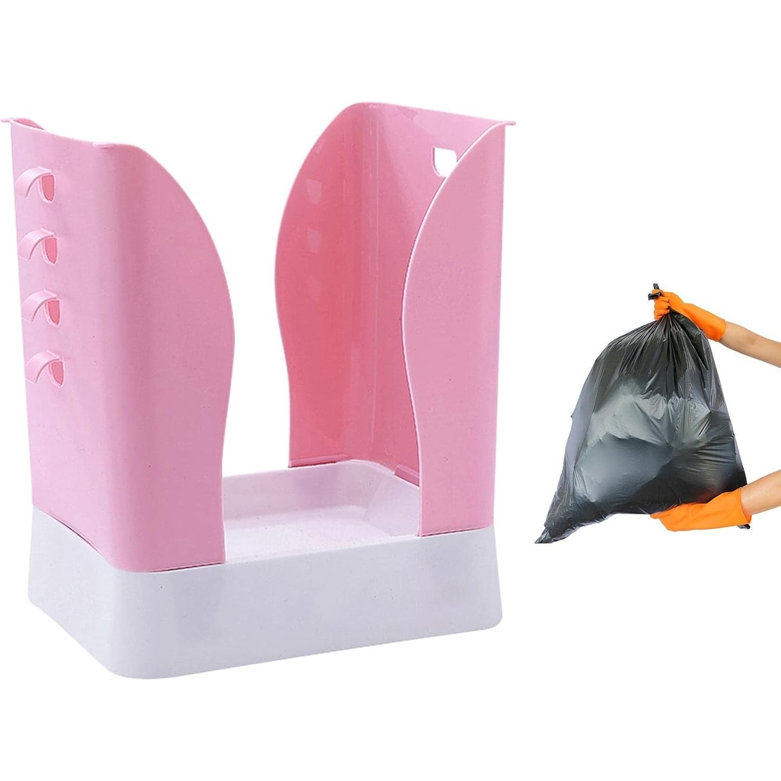 Cos de Gunoi Extensibil, Flippy, din Plastic, Reglabil, Pliabil, Versatil, pentru Bucatarie, Baie sau Birou, Cos Universal, 21x25x17 cm, Roz Alb