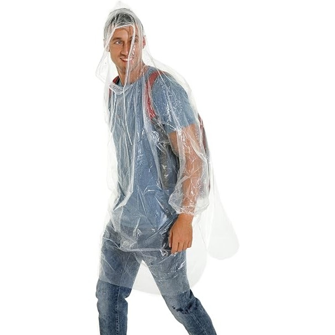 Pelerina de Ploaie, Flippy, pentru Adulti, 150 x 90 cm, Tip Poncho, Impermeabila, de Unica Folosinta, 30 g, Transparent