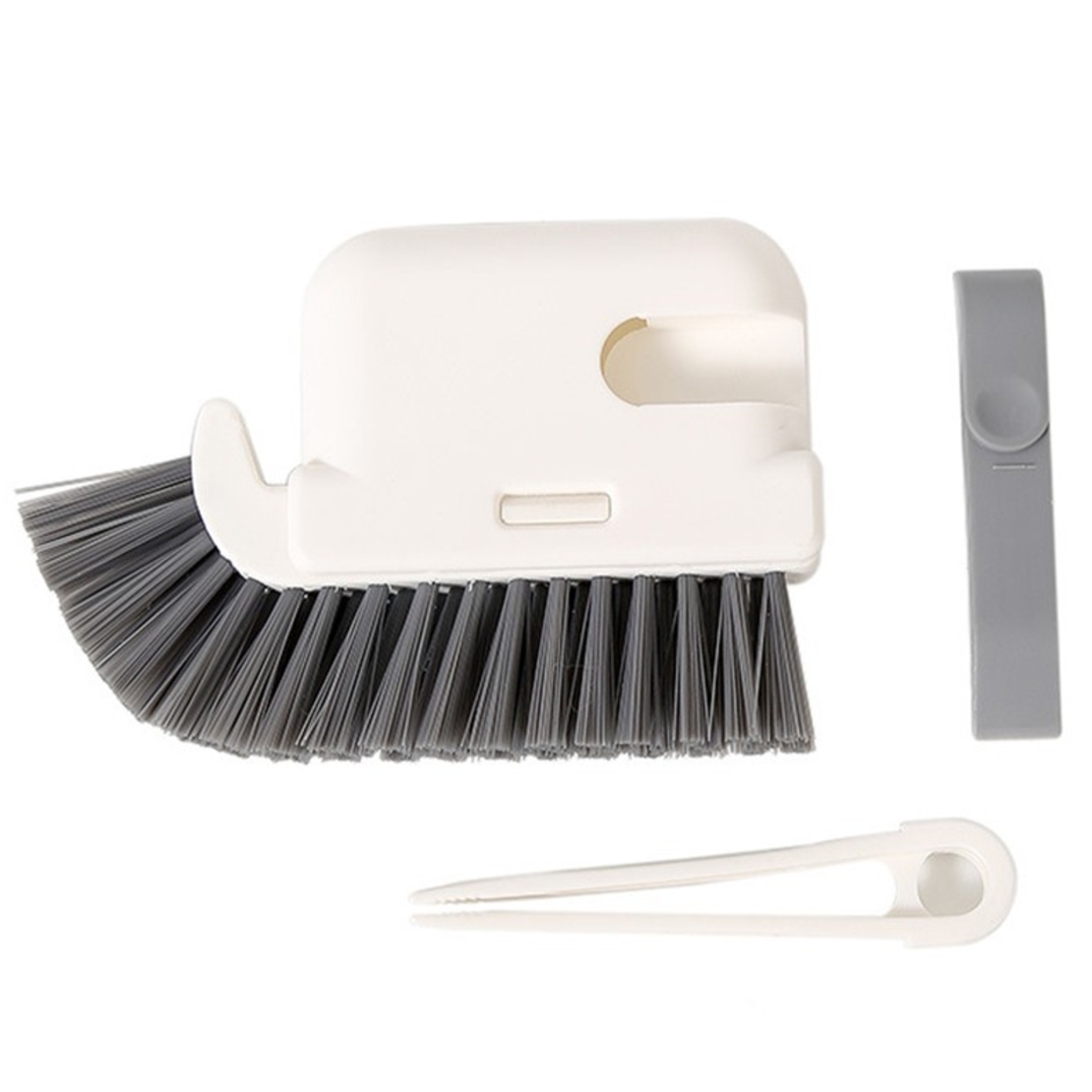 Perie Multifunctionala 3 in 1 de Curatare, Flippy, pentru Bucatarie, Vesela, Geamuri, Cap Detasabil, 9x15x2.5 cm, Gri